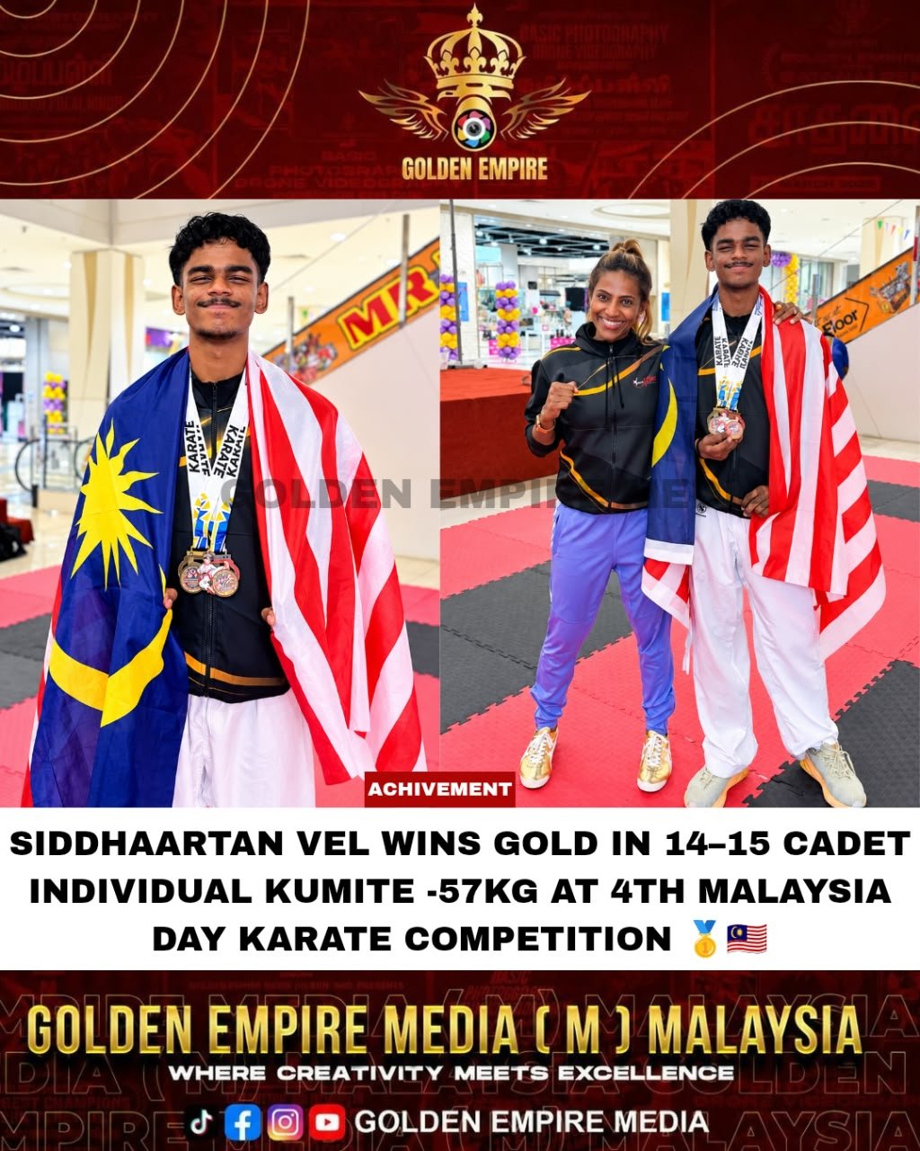 Siddhaartan Vel wins gold at Malaysia Day Karate Competition